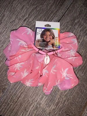 Claire’s excl peach purple pink palm tree hair scrunchie shell bracelet set - Image 1 of 4