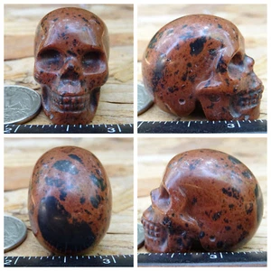 Calavera pequeña de piedra de obsidiana de caoba tallada a mano de 1,38" 30,8 g 1 oz cristal curativo - Imagen 1 de 12