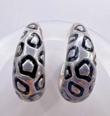 Pendientes de aro vintage con estampado animal SSD de plata esterlina diseño Simon Sebbag Foto 1 de 4