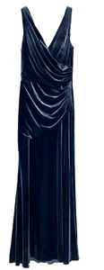 Revelry Dawson Velvet Formal Prom Dress Maxi Floor Length Dress Womens 8 Navy - Picture 1 of 7