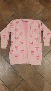 Sparkle In Pink Brand Heart Cardigan Sweater Valentines Day Womens Size M Medium - Picture 1 of 15