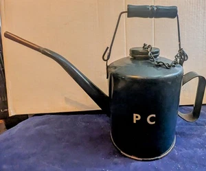 Vintage Penn Central RR Eagle Ölkanne mit Ausguss Kette Deckel blau Petroleum Made in USA - Bild 1 von 16