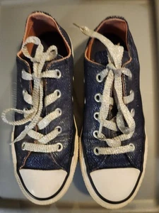 Converse All-Star Sneakers GIRLS Blue & Grey Glitter Size 1 - Picture 1 of 11