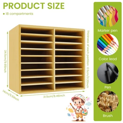Marker Organizer Bamboo Pen Holder with Compartments Space Saving for Home CoQQO - Image 1 of 4