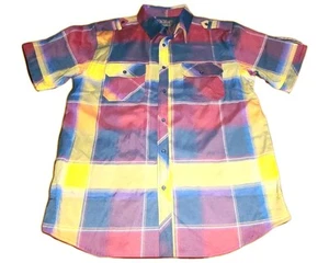 Blac Lacquer Large Multicolor Button-Up Short Sleeve Casual Men's Shirt - Picture 1 of 5