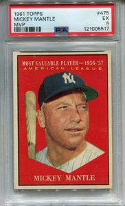 1961 Topps #475 Mickey Mantle PSA 5 EX New York Yankees - Picture 1 of 2