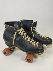 Vintage Herren Chicago Rollschuhe Schwarz Leder Gr. 10 5169 Patent angemeldet 76 - Bild 1 von 24