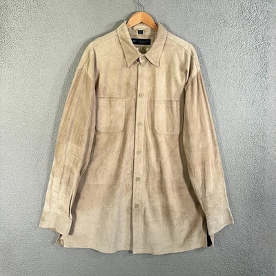 Kenneth Cole Leather Shirt Jacket Mens 2XT Tall Suede Button up Shacket - Image 1 of 4