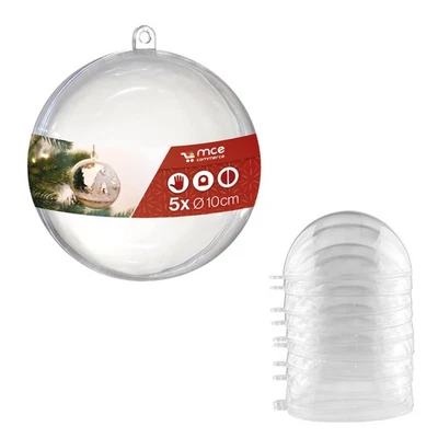 Sfera in plastica acrilica di Natale A661005 diametro 10 cm trasparenti con - Immagine 1 di 4