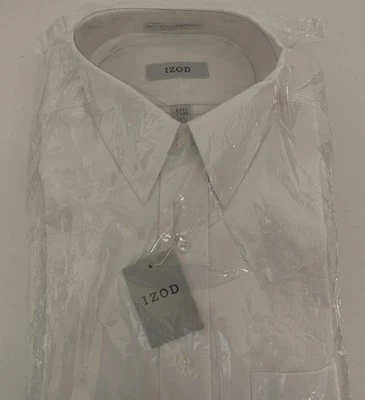 Mens IZOD EASY CARE White Dress SHIRT 15 1/2 34/35 Medium NEW 2-Ply PINPOINT M - Image 1 of 2