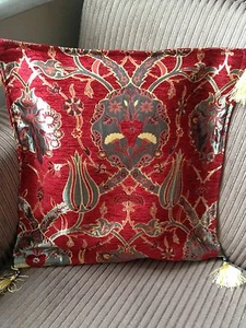 Turkish High Quality Ottoman Style Chenille Cushion Pillow Cover 17" x 17" RED - Picture 1 of 8