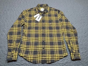 NEW True Craft Flannel Shirt Men's M Yellow Gray Plaid Button Up Long Sleeve - Picture 1 of 7