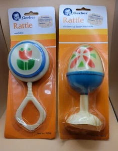 2 NEW Vintage 1983 Gerber Rattles In ***NEW OLD STOCK*** (Unopened Packages) ๐ถ - Picture 1 of 9