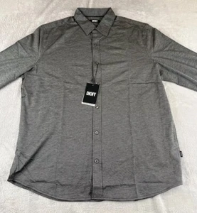 DKNY mens long sleeve gray button up shirt size Large - Picture 1 of 9