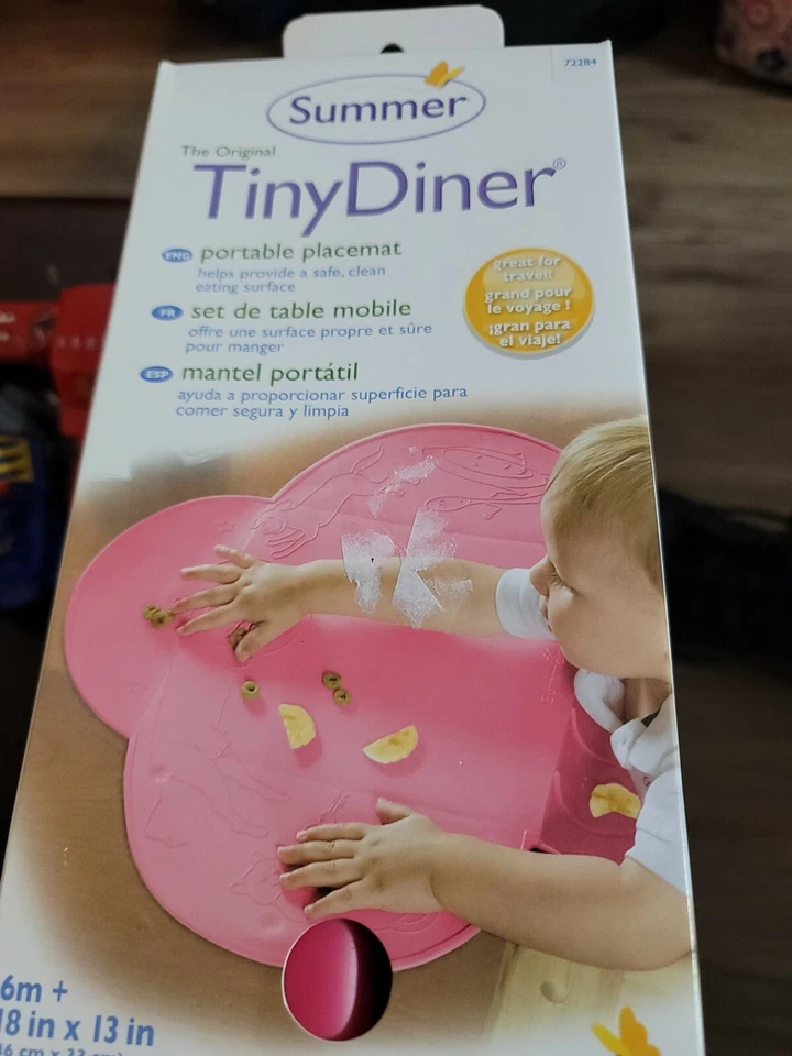 Mantel individual para comedor pequeño con recogedor de bolsillo de comida de Summer Infant, rosa Foto 1 de 1