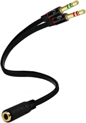 D & K Exclusives Headphone Splitter for Computer 3.5mm Female to 2 Dual Black - Image 1 of 4