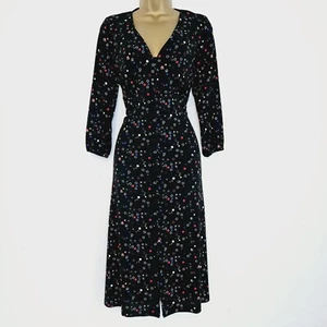 NEU Ex ROMAN 10-20 Kreise Print gepunktet Knopfleiste Midi Shirt Tee schwarz Kleid - Bild 1 von 8