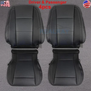 For 2015 2016 2017 Ford F-150 F150 2.7L 3.5L 5.0L Front Leather Seat Cover Black - Picture 1 of 12