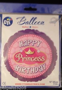 CTI Happy Birthday Princess Birthday Round Foil Balloon 18"/45cm - Picture 1 of 1