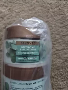 Paquete de 3 exfoliantes corporales de arcilla verde y eucalipto Beloved con aceites esenciales 10 oz veganos - Imagen 1 de 3