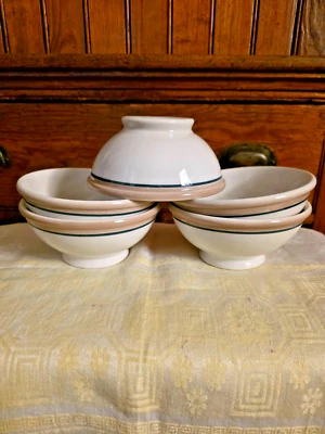 (5)  Vtg Syracuse China Restaurant Ware Cereal Footed Bowls SUDAN Pattern 5 3/4" - Image 1 of 4