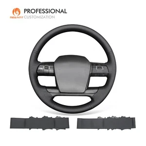 MEWANT Black Genuine Leather Steering Wheel Cover For Volvo VNL VNR FM FH 2017 - Imagen 1 de 10