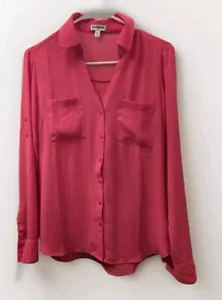 Express Damen Koralle Knopfleiste Bluse Top Portofino Roll-Tab Ärmel S/P - Bild 1 von 6