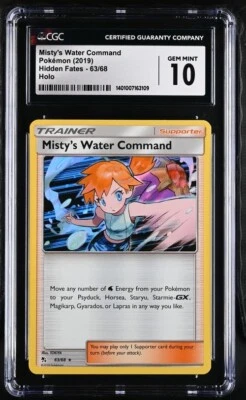 Misty's Water Command 2019 Pokemon Hidden Fates Holo Rare 63/68 CGC Gem Mint 10 - Image 1 of 2