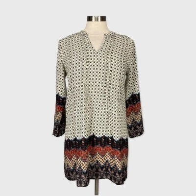 Vestido recto Collective Concepts para mujer con estampado geométrico Raya negro crema talla XS Foto 1 de 4