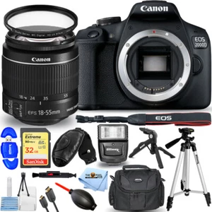 Canon EOS 2000D / Rebel T7 with 18-55mm IS II Lens + 32GB + Flash + UV Bundle - Picture 1 of 4
