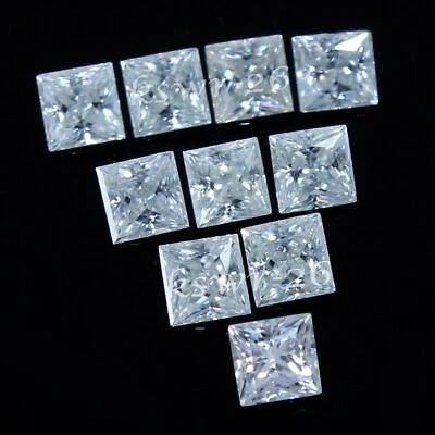 Natural DE Color VVS1 Excellent Cut 3x3 MM Princess White Diamond 10 Pcs Lot - Image 1 of 4