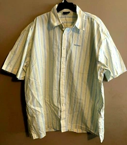 Camisa de vestir top a rayas amarillas y azules manga corta Dr. Denim talla 2XL - - Imagen 1 de 4