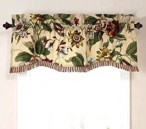 WAVERLY Laurel Springs Valance Lined Scalloped Fringe 50"x15", NIP - Picture 1 of 12
