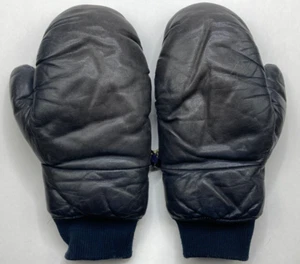 Grandoe Leather Mittens Navy Blue Womens Snow Ski Gloves Ladies Size B - Picture 1 of 16