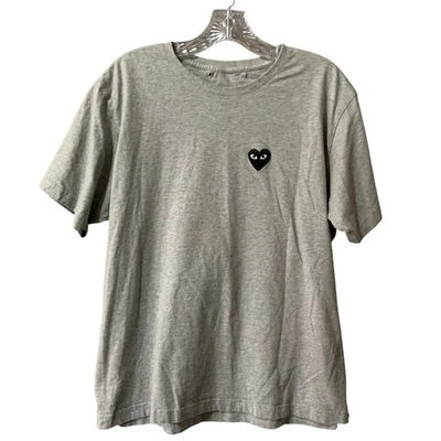 Comme des Garcons PLAY Heart Logo T-Shirt Size Large Grey Short Sleeve Flaw Foto 1 de 4