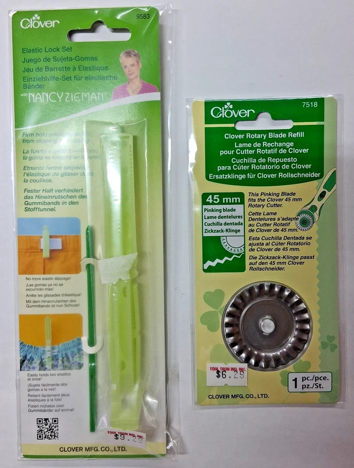 Lote de 2 productos de trébol. Juego de cerradura elástica 9583 y hoja giratoria rosada 7518 Foto 1 de 1