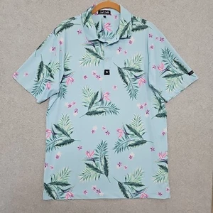 Bad Birdie Poloshirt Herren Größe M Blau Blumen Performance Golf - Bild 1 von 9