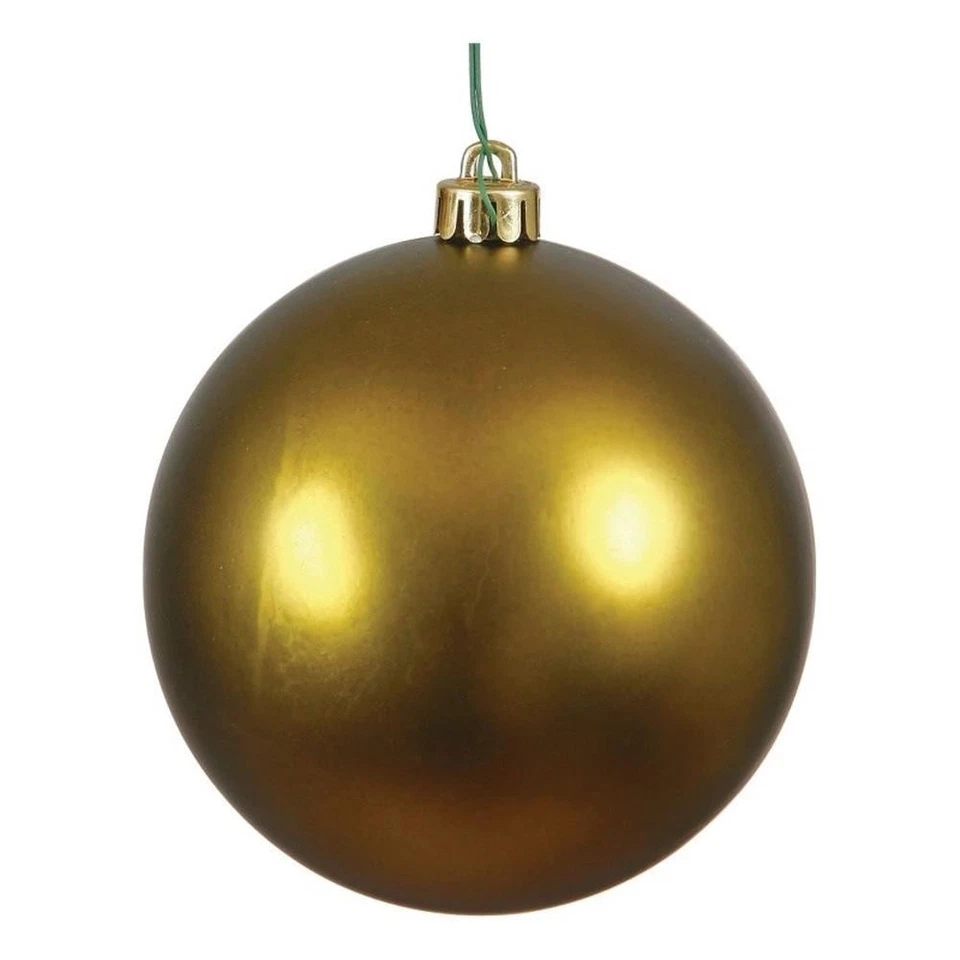 Vickerman 6" Plastic Ball Ornaments in Matte Olive (Set of 4) - Image 1 of 1