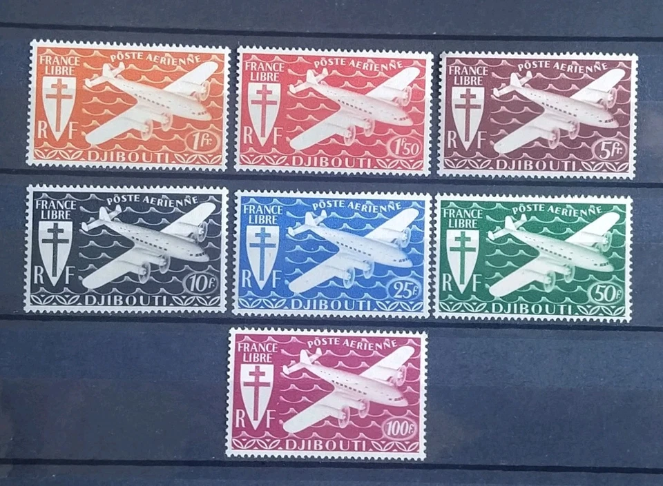 SÉRIE 7 TIMBRES COTE DES SOMALIS POSTE AÉRIENNE N° 1 À 7 NEUF* 1943 - Photo 1/1