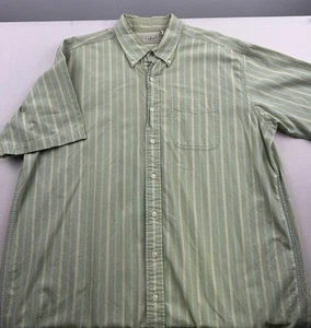 LL Bean Hemd Herren XL Tall Grün Blau Gestreift Kurzarm Knopfleiste Baumwolle - Bild 1 von 12