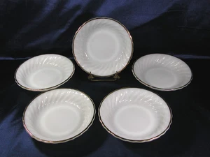 SOUP BOWLS ANCHOR HOCKING WHITE & GOLD (5) - Picture 1 of 3