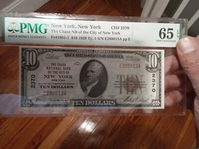 1929 $10 Type 1 - New York, NY - Fr. 1801-1 Charter 2370 PMG 65 EPQ Uncirculated - Image 1 of 4