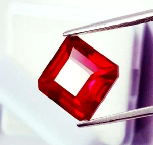 Piedra preciosa suelta natural rubí rojo corte radiante 8 quilates con certificación - Imagen 1 de 4