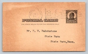 c1910 Boston MA To State Farm MA Shipping Update #49518 American Flag Cancel 1c - Picture 1 of 2