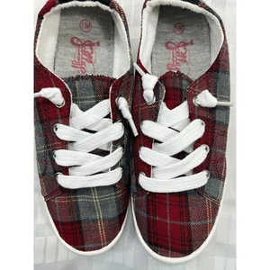 Jellypop Dallas Lace Up Sneakers, color plaid red grey, size 7.5M - Picture 1 of 10