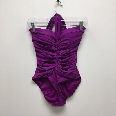 Traje de baño Spanx para mujer púrpura halter trenzado núcleo elástico recortado de una pieza 6 Foto 1 de 4