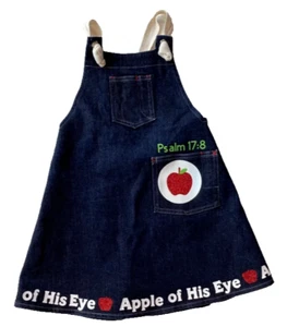 Apple of His Eye Wrap Around Dark Wash Denim Jumper w/ Adjustable Straps, Size 6 - Picture 1 of 2