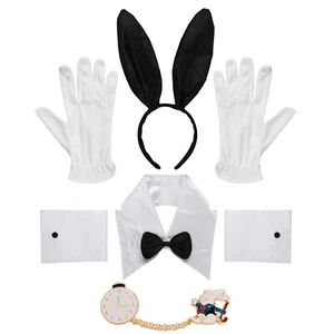 Womens Bunny Carnivals Cosplay Cuffs Props Pocket Headband Cute Ears DIY Nose - Picture 1 of 44