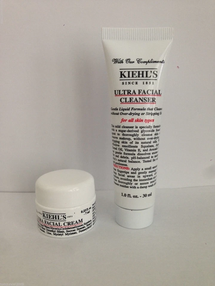 2X KIEHLS ULTRA FACIAL CLEANSER 1oz & ULTRA FACIAL CREAM 0.25 oz Travel Size New - Image 1 of 1