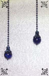 Handcrafted Cobalt Blue Tiger Eye Crystal Semi Precious Gemstone Fan Pull - Picture 1 of 3